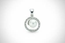 Image of 9ct White Gold Freshwater Pearl and Diamond Pendant