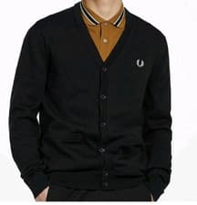 Image of FRED PERRY * BNWT * SIZE XL BLACK MEN'S CLASSIC CARDIGAN RRP £150 - FREE P+P