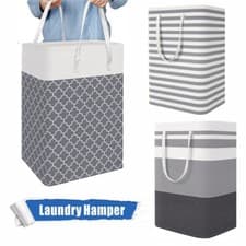 Image of Laundry Basket Dirty Washing Clothes Storage Folding Bin Bag Hamper With Handle
