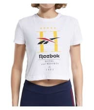 Image of Reebok Womens Classic Hotel Cropped Graphic T-Shirt, White, Small
