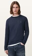 Image of All Saints Jumper Mode Merino Wool Crew Mens Jumper Navy Blue, X Large rrp £105.