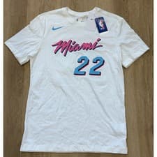 Image of NWT Men's Nike Miami Heat Jimmy Butler City Edition Tee -Small- White/Blue/Pink