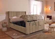 Image of BOSTON WINGED OTTOMAN STORAGE BED PANEL PLUSH VELVET UPHOLSTERED BED FRAME