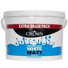 Image of Crown Matt Emulsion Pure Brilliant White Wall Ceiling Paint Size 2.5L, 5L