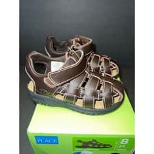 Image of NEW childrens place genuine leather brown outdoor wharf fisherman sandals size 8