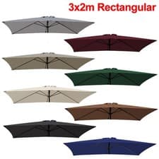 Image of 2x3m Rectangle Garden Parasol Sun Shade Umbrella Crank Tilt Base Fabric Cover
