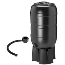 Image of 210L Garden Round Plastic Water Butt Set Including Tap With Stand and Filler Kit