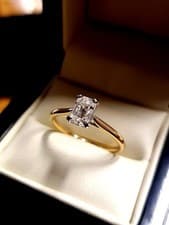 Image of 18ct gold diamond ring GIA Natural certified colour E Size M engagement