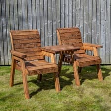 Image of Hand Made 2 Seater Chunky Rustic Wooden Garden Furniture Companion / Love Seat