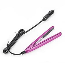 Image of 12V Compact Travel Festival Camping Portable In Car Hair Straighteners- Pink