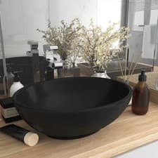 Image of Luxury Basin Oval-shaped Matt Black 40x33 cm Ceramic