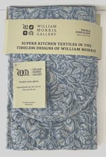 Image of 100% Cotton William Morris Acorn Design Double Oven Glove in Blue