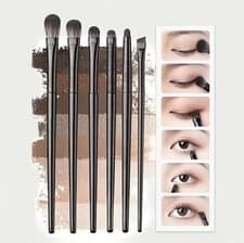 Image of 6pcs Soft Eyeshadow Brush Set, Eye Makeup Silkworm Eyeliner Detail Brush Set