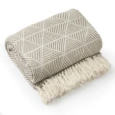 Image of LUXURY 100% COTTON THROW BLANKET FOR SOFAS CHAIR BED RUNNER HERRINGBONE CHEVRON