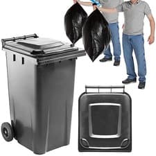 Image of 240L Wheelie Bin Large Grey Council Size Outdoor Rubbish Rubber Wheel Bins