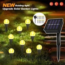 Image of Garden Solar Crackle Ball Stake Lights RGB Colour Changing LED Outdoor Pathway