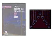 Image of Rainbow LED Heart Curtain Lights Premier Christmas Window Lights 1.2M x 1.2M