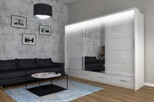Image of Modern High Gloss Sliding 2 or 3 Doors Long Led Wardrobe in 3 Colours 2 Sizes