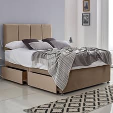 Image of Kids Divan Bed Base 3 Panel Plush Velvet Upholstered Drawer Storage 2FT6 3FT 4FT