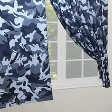 Image of Camo Black Camouflage Curtain Pair 66" x 54" Grey Charcoal