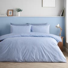 Image of Catherine Lansfield Epping Texture Blue Duvet Cover Set Bedding Set