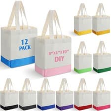 Image of 12 Pack Mini Canvas Tote Bag 8'' x 4'' x 10'' Small Sublimation Blank Canvas ...