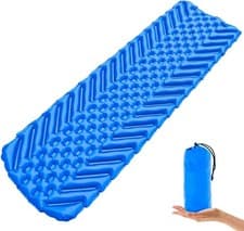 Image of Camping Mattress, Ultralight Cozy Mat Built in Pump Self-Inflating Mattress Blue