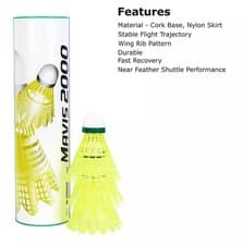 Image of YONEX Mavis 2000 Green Cap Nylon Shuttle - Yellow (Slow Pack of 6)Free Delivery