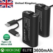 Image of 2 Pack 3600mAh Rechargeable Battery Play and Charge Kit for Xbox ONE Controller