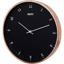 Image of 30CM WALL CLOCK WITH CONTEMPORARY MODERN LOOK AND FEEL IN BLACK BY UNITY