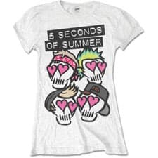 Image of Official 5 Seconds of Summer Spray Skulls Ladies White T Shirt 5SOS Fitted Tee
