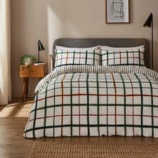 Image of Woodland Check Fleece Duvet Cover & 2 Pillowcase Super-King 260cm x 220cm