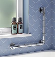 Image of Croydex Grab Rails for Bathroom L Shape Grab N Grip Hand Rail Disabled 48x48cm