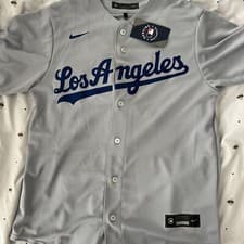 Image of Brand New Nike MLB LA Los Angeles Dodgers Official Replica Road Jersey - Size M