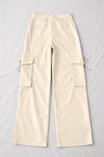 Image of PrettyLittleThing Stone Faux Leather Cargo Trousers Straight Leg BNWT UK 12