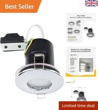 Image of Fire Rated Waterproof Polished Chrome Dome GU10 Ceiling Downlights Pack of 4 ...