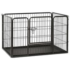 Image of Puppy Playpen Steel Pet Folding Enclosure 123x77.5x74.5/91.5x59x61 cm vidaXL