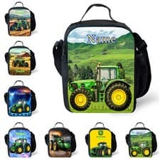Image of 2025 Kids John Deere Tractor Personalised Insulated Lunch Bag Leakproof Food Box