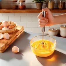 Image of Stainless Steel Manual Handheld Egg Whisk Beater 304 Grade Heavy Duty Baking