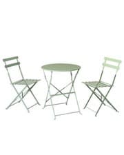 Image of 2 Seater Metal Bistro Set Folding Steel Garden Furniture Outdoor Patio Green