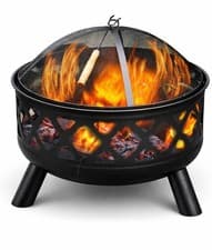 Image of Garden Fire Pit Fire Bowl Wood burner BBQ Camping Outdoor Heater Mesh Guard 61cm