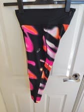 Image of Asics UK 8 Small Women's Ladies Running Tights RRP £40 Black Pink