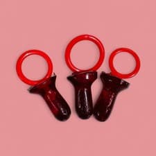 Image of 38G LARGE ROCK DUMMIES DUMMY RETRO CANDY UK HANDMADE GLASS RED DUMMY