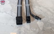 Image of 8 PIN PCIE (6+2) Cable Extension GREY/BLACK | BRAIDED