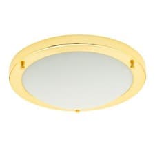 Image of Litecraft Mari Flush Mount Large Bathroom IP44 Rated Ceiling Light - Brass
