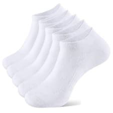 Image of 5 Pairs Womens Ladies White Cotton Blend Trainer Liner Socks White Size 3 to 8
