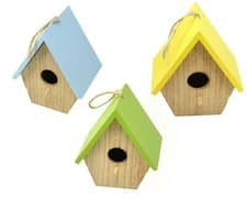 Image of Wooden Birdhouse With Colour Roof - For Garden - Choose Colour