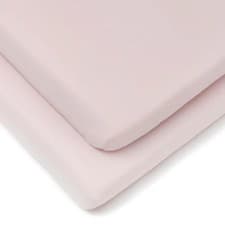 Image of Clair de Lune pink fitted cot bed sheets twin pack 140 x 70cm 100% cotton