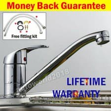 Image of Kitchen Sink Tap Mixer Monobloc Modern Single Lever Chrome Swivel Spout UK