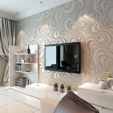Image of 3D Effect Modern Abstract Curve Wallpaper Flocking Striped Feature Wall Paper UK